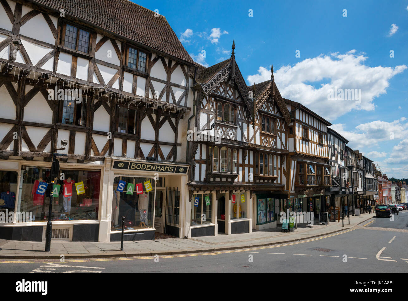 Broad Street in Ludlow, Shropshire. Stockfoto