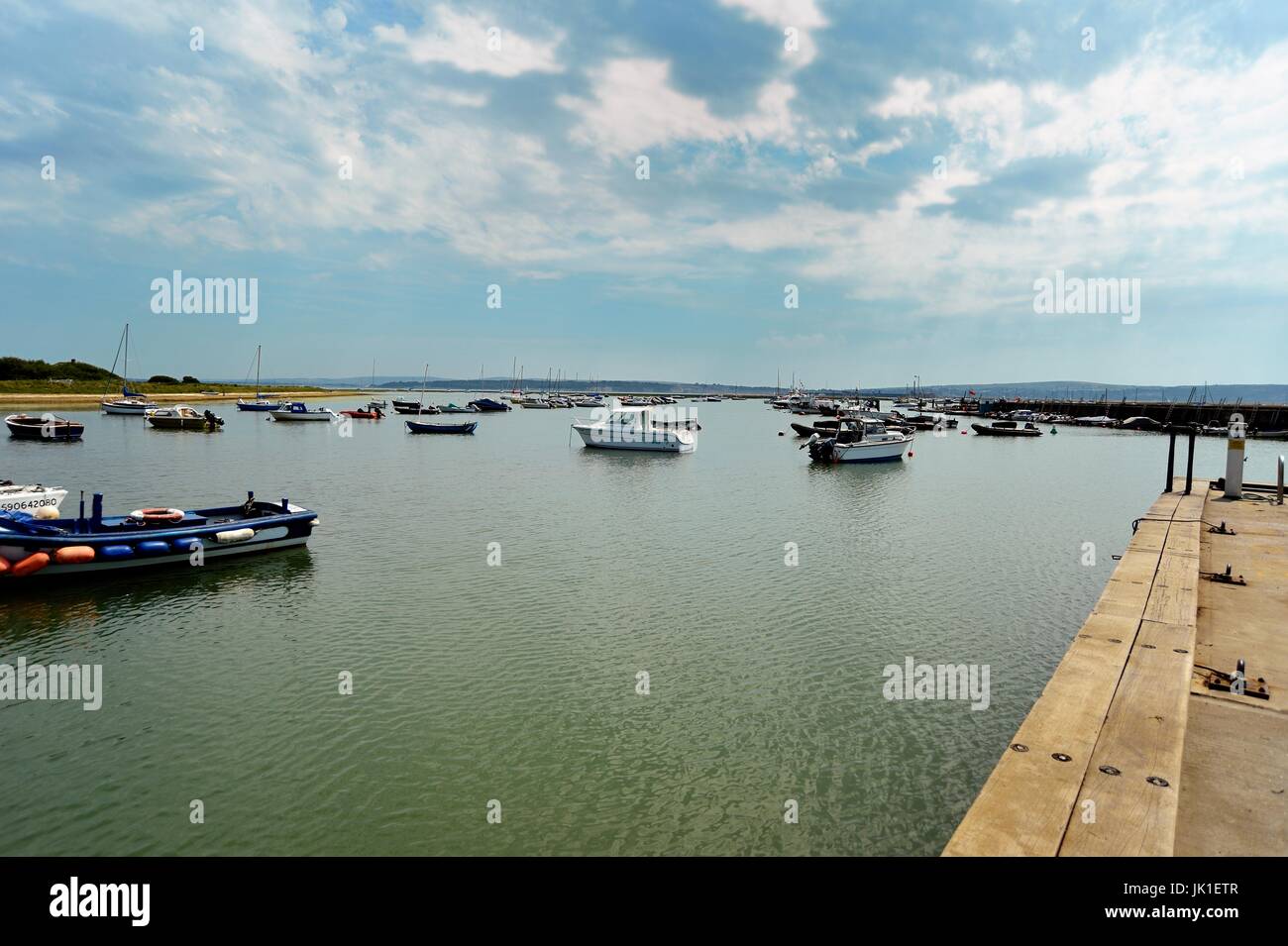 Boote in Keyhaven Hafen hampshire Stockfoto