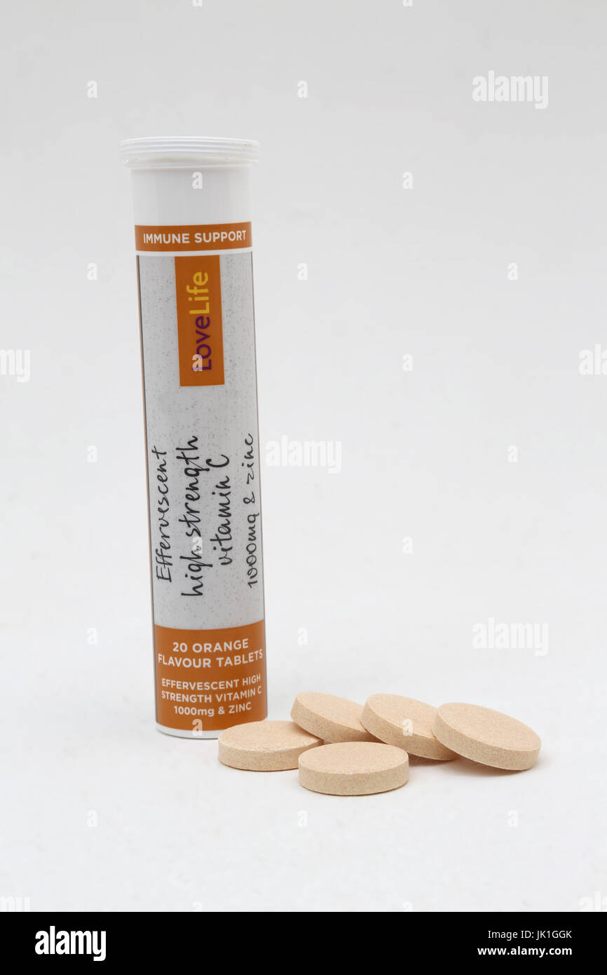 Hohe Festigkeit Vitamin C Ergänzung Tabletten Stockfoto