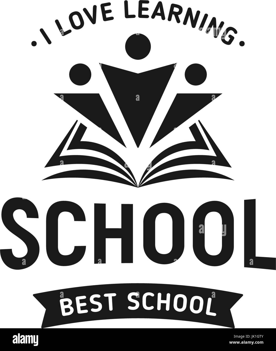 Schule-Logo-Vektor. Monochrom Vintage-Stildesign Bildungs Zeichen zu