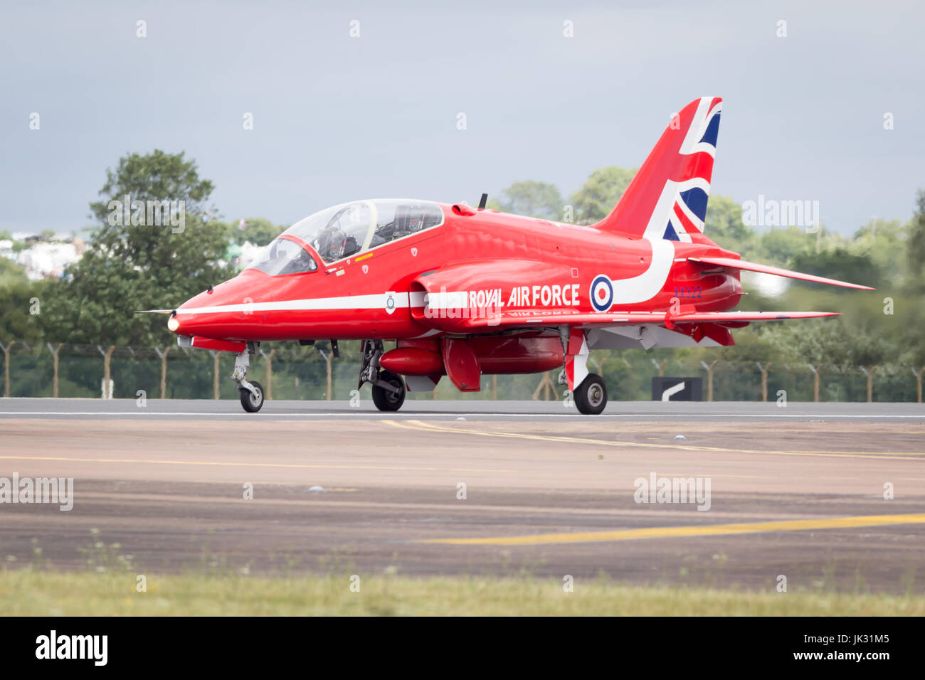 RAF Display Team der roten Pfeile Fairford International Air Tattoo 2017 in ihre Hawk T1-Jet-Trainer Stockfoto