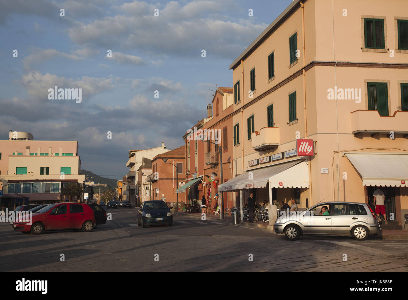 Italien, Sardinien, westlichen Sardinien, Bosa Marina, Stadt an der Mündung des Flusses Temo, Sonnenuntergang Stockfoto