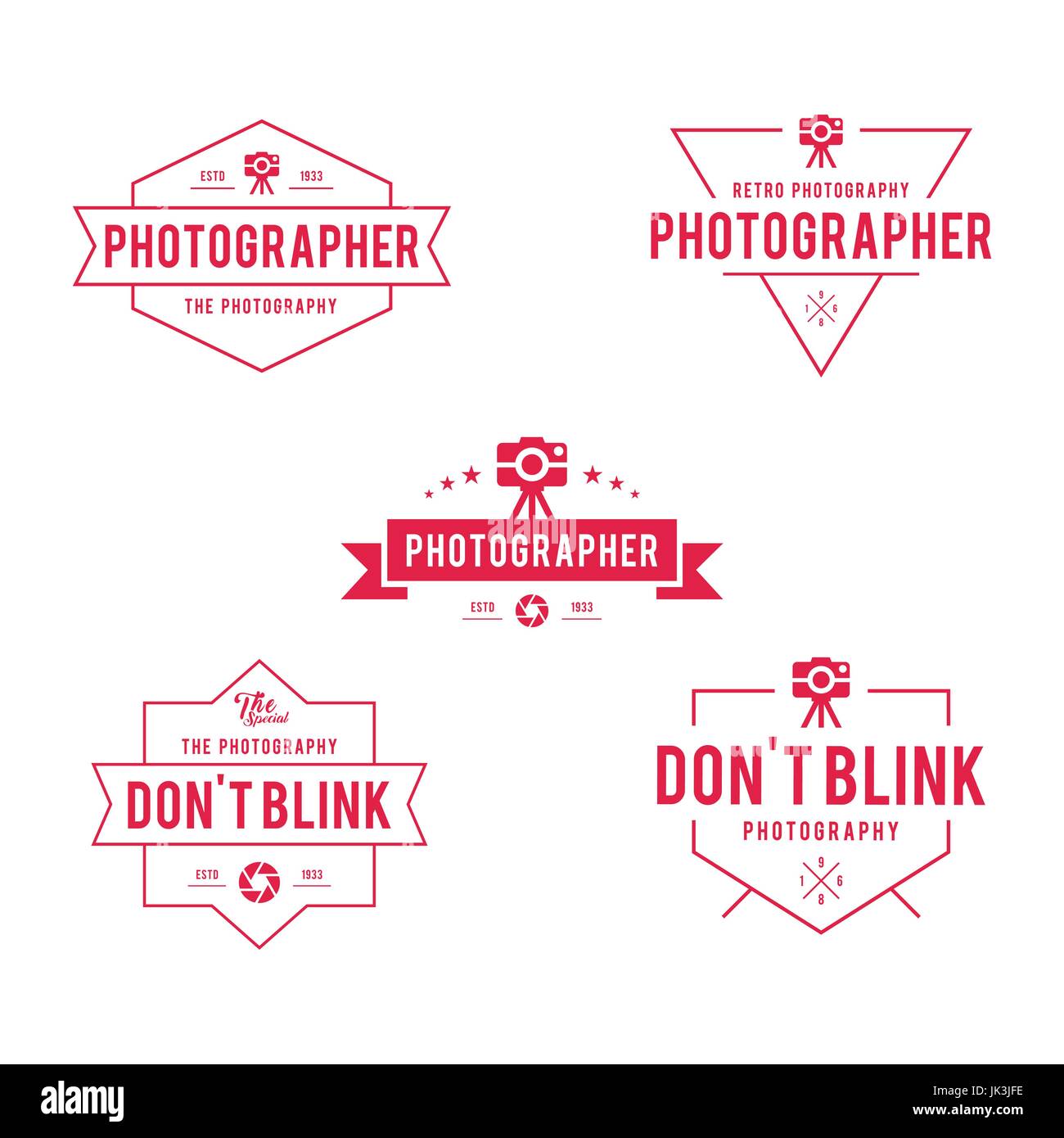 Satz von Vintage-Fotografie-Abzeichen und Etiketten Stock Vektor