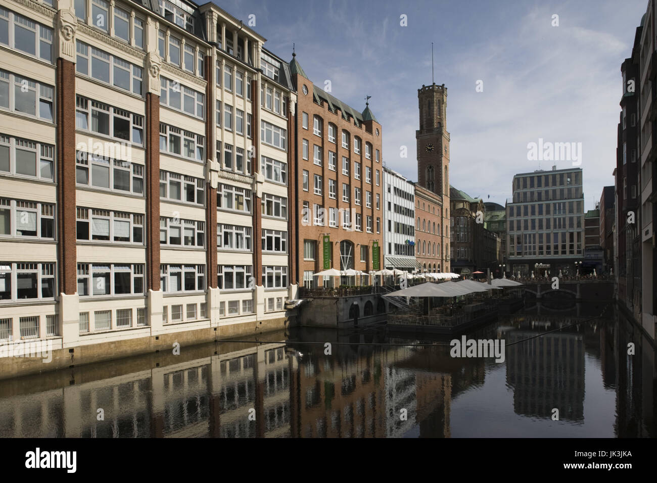 Deutschland, Stand von Hamburg, Hamburg, schwimmende Cafés, Alsterfleet Kanal, Stockfoto