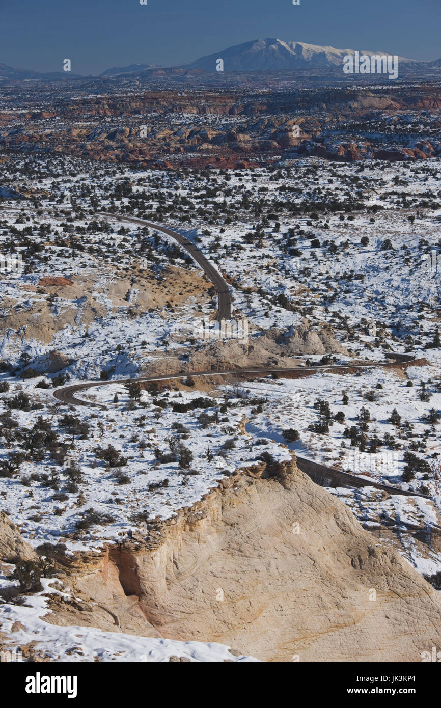 USA, Utah, Escalante, Ansicht von Boynton Overlook und RT. 12, winter Stockfoto