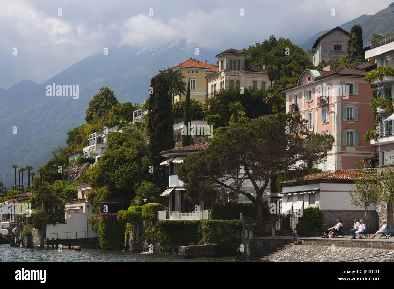 Schweiz, Ticino, Lago Maggiore, Ascona, Seeufer Stockfoto
