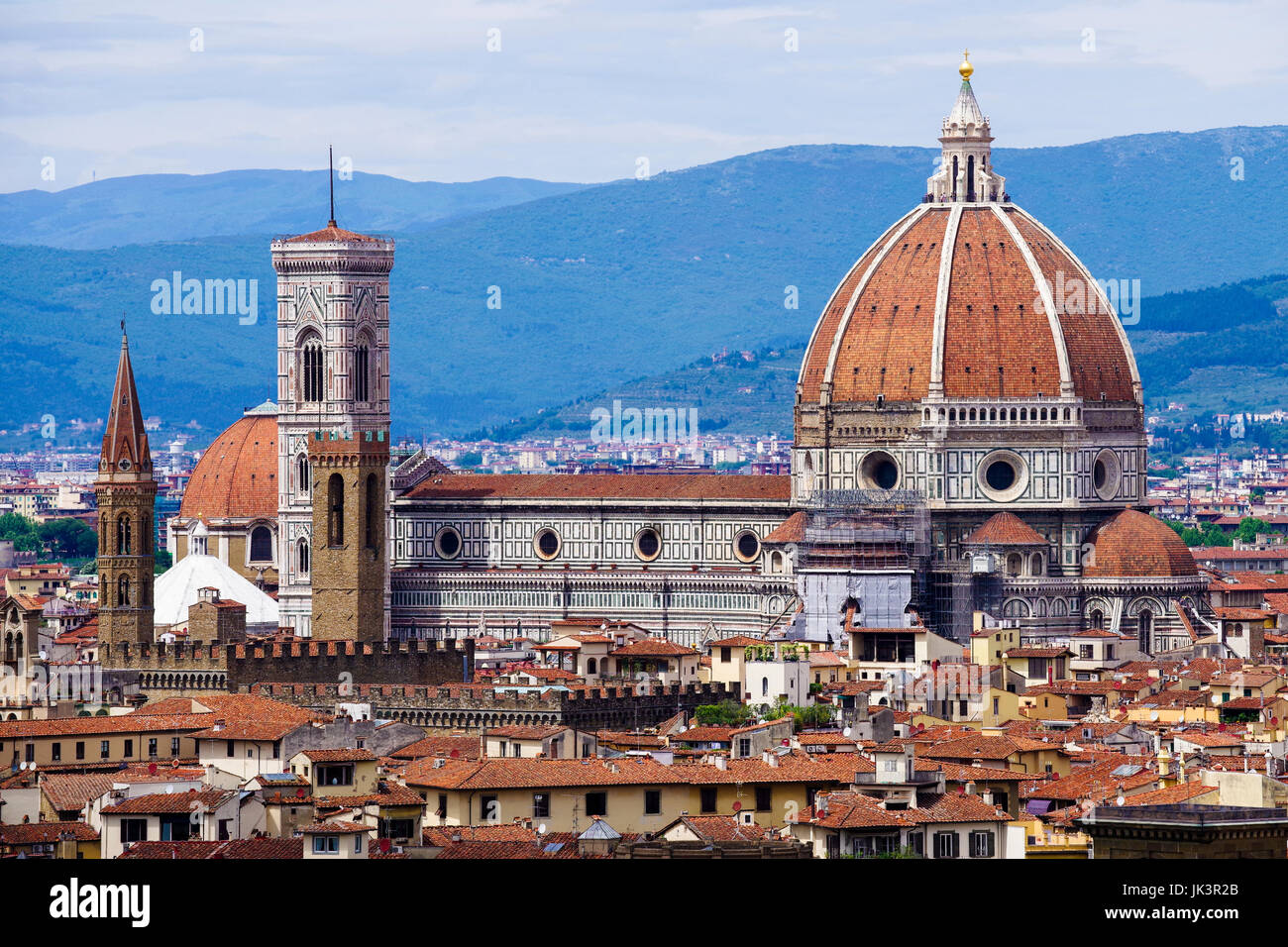 Panoramablick auf Florenz vom Piazzale Michelangelo Stockfoto