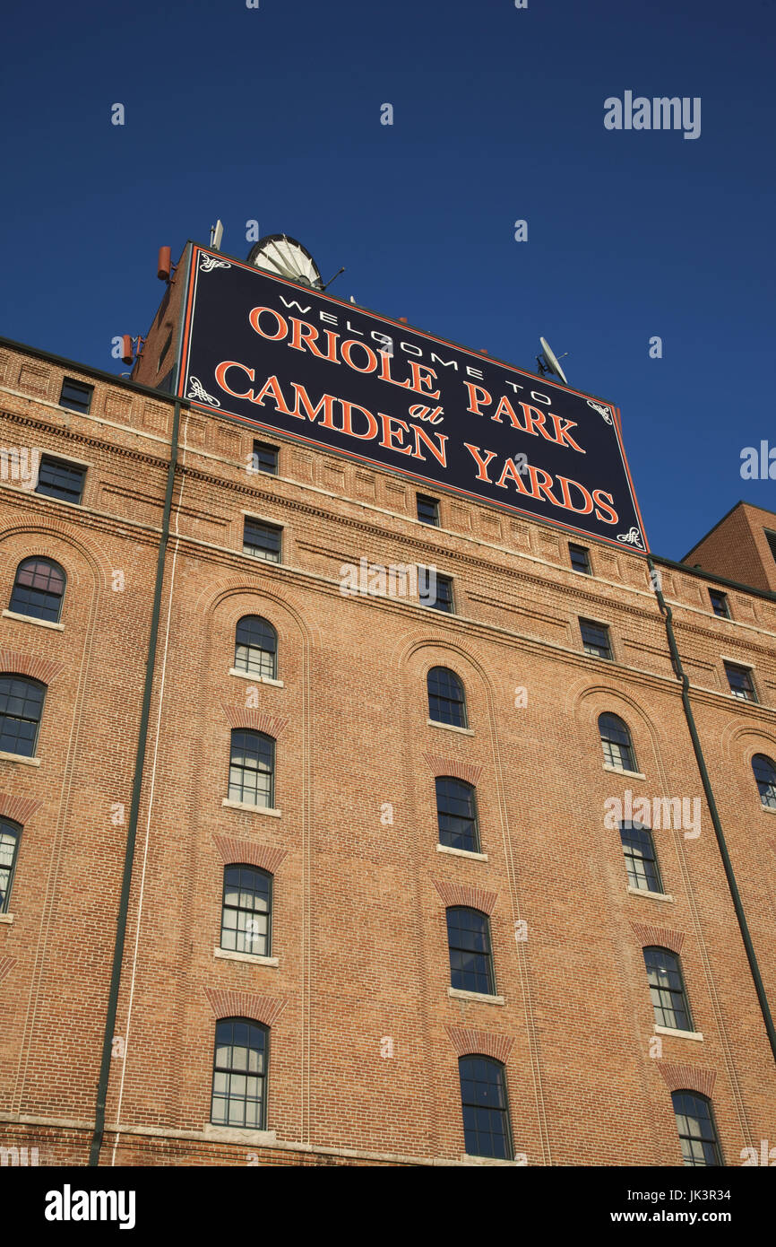 USA, Maryland, Baltimore Oriole Park at Camden Yards, Baseball-Stadion, Heimat der Baltimore Orioles Stockfoto