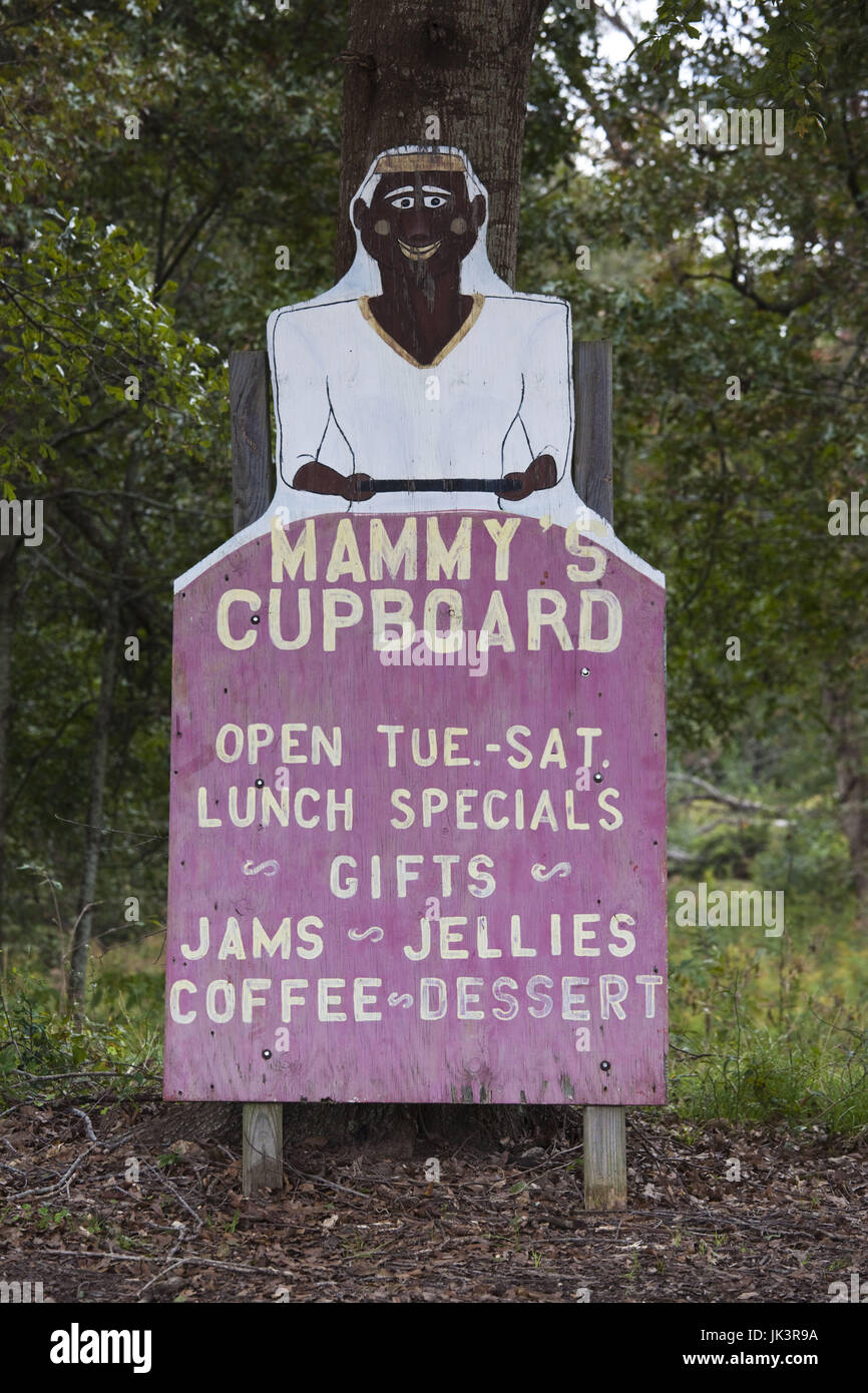 USA, Mississippi, Natchez, Mammys Schrank Straßencafé, Schilder Stockfoto