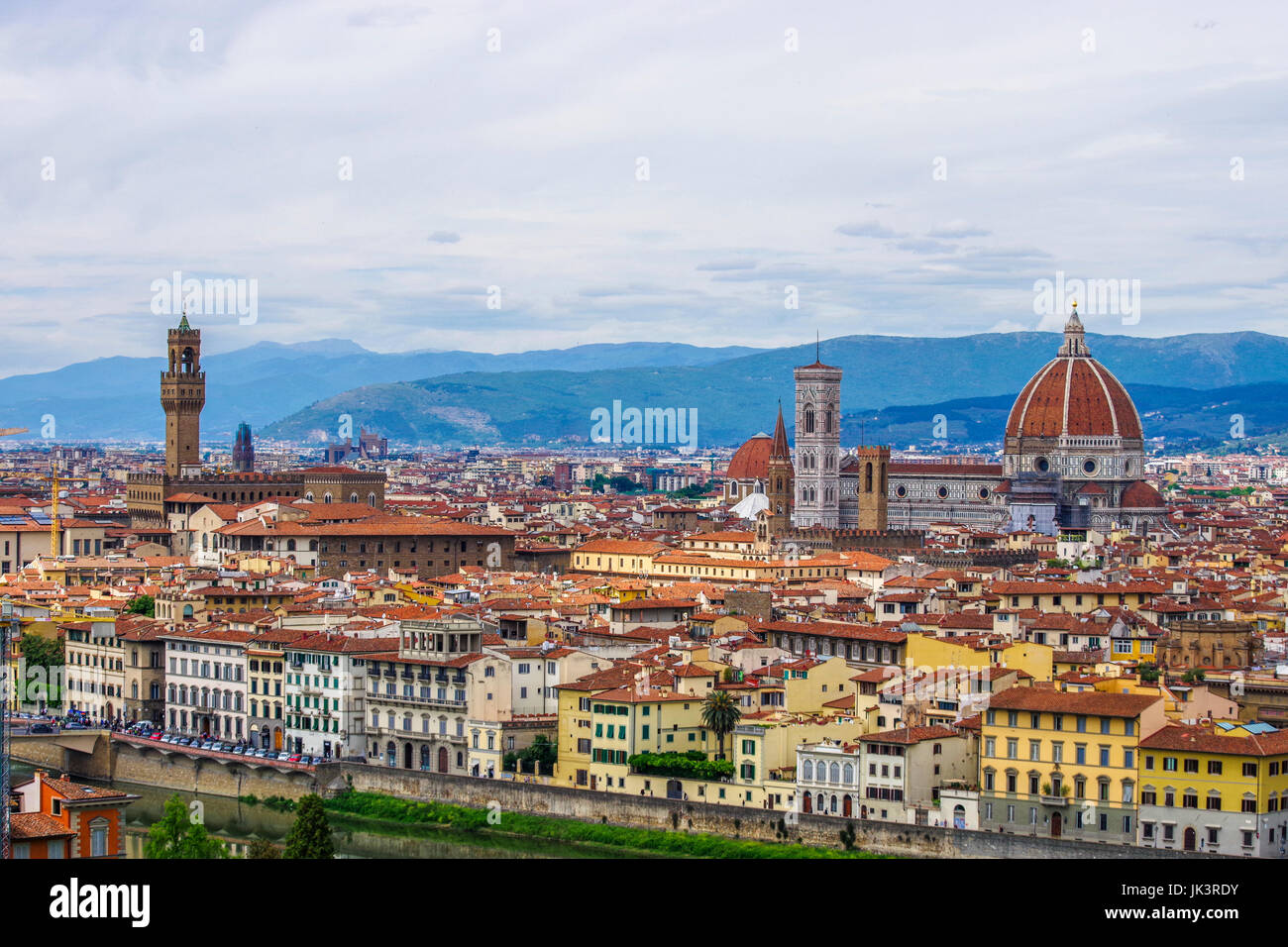 Panoramablick auf Florenz vom Piazzale Michelangelo Stockfoto