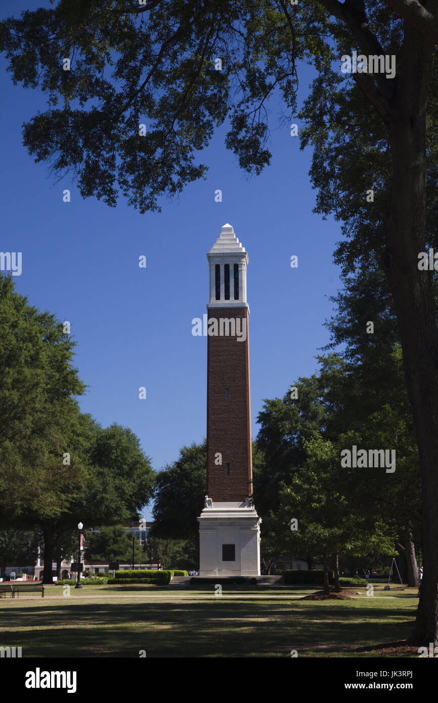 USA, Alabama, Tuscaloosa, University of Alabama und Denny Chimes Stockfoto