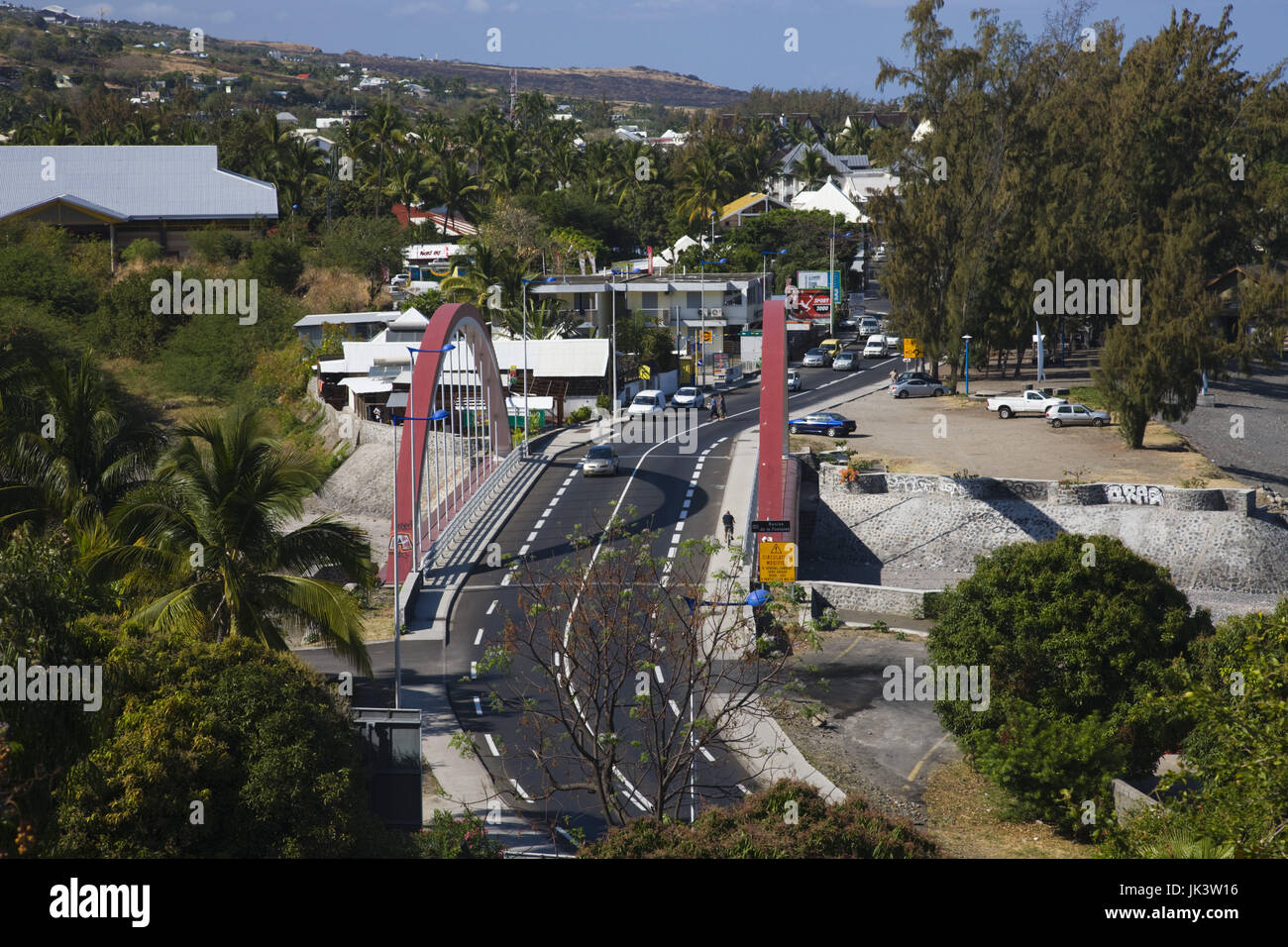 Frankreich, Réunion, Saint-Leu, Stadt und Saint-Leu-Brücke Stockfoto