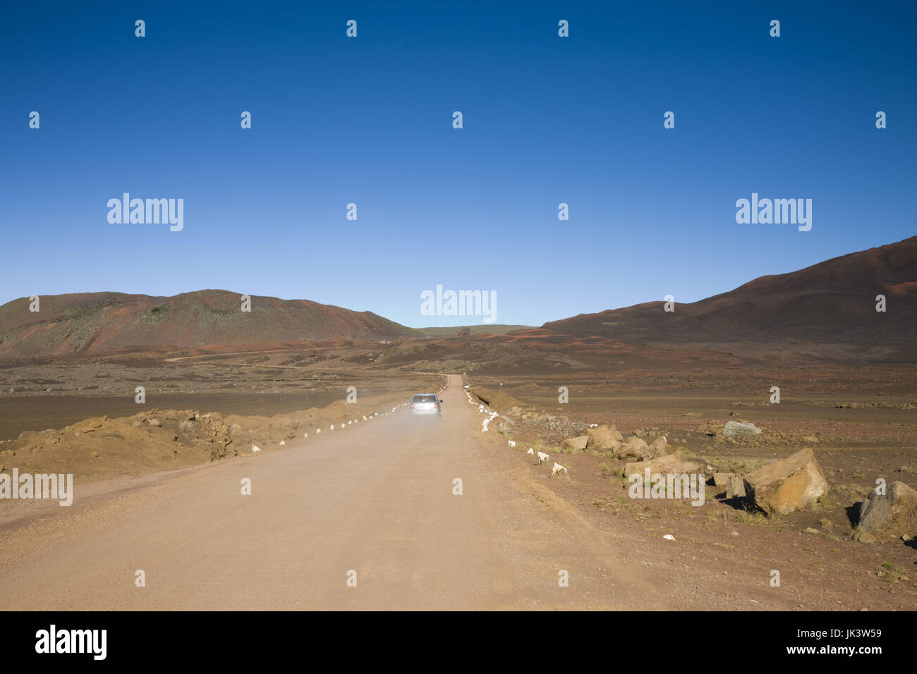 Frankreich, La Reunion, Bourg-Murat, Plaine des Sables, Asche schlicht Weg zum Piton De La Fournaise Vulkan Stockfoto
