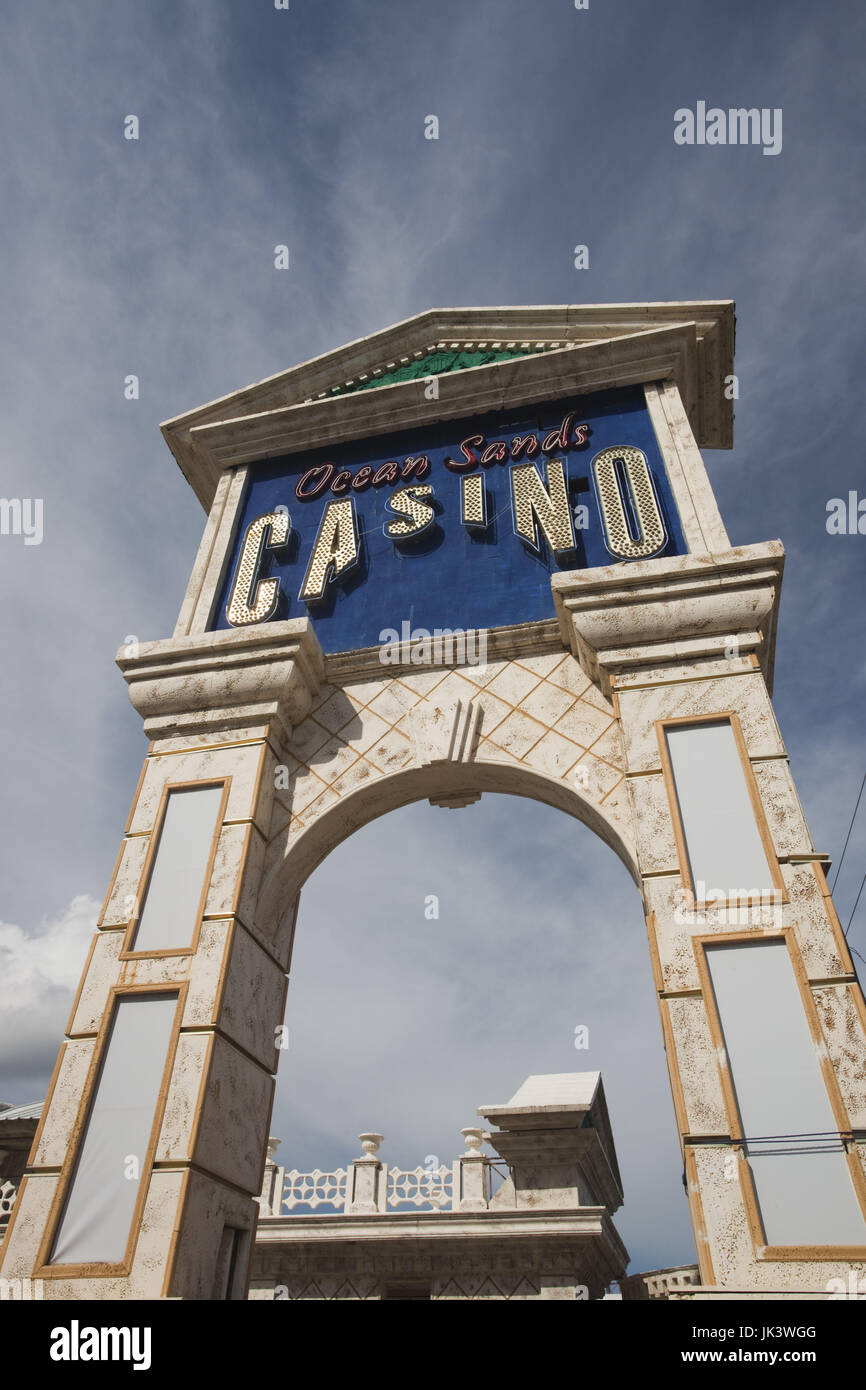 Dominikanische Republik, Nordküste, Cabarete, Ocean Sands Casino Zeichen Stockfoto
