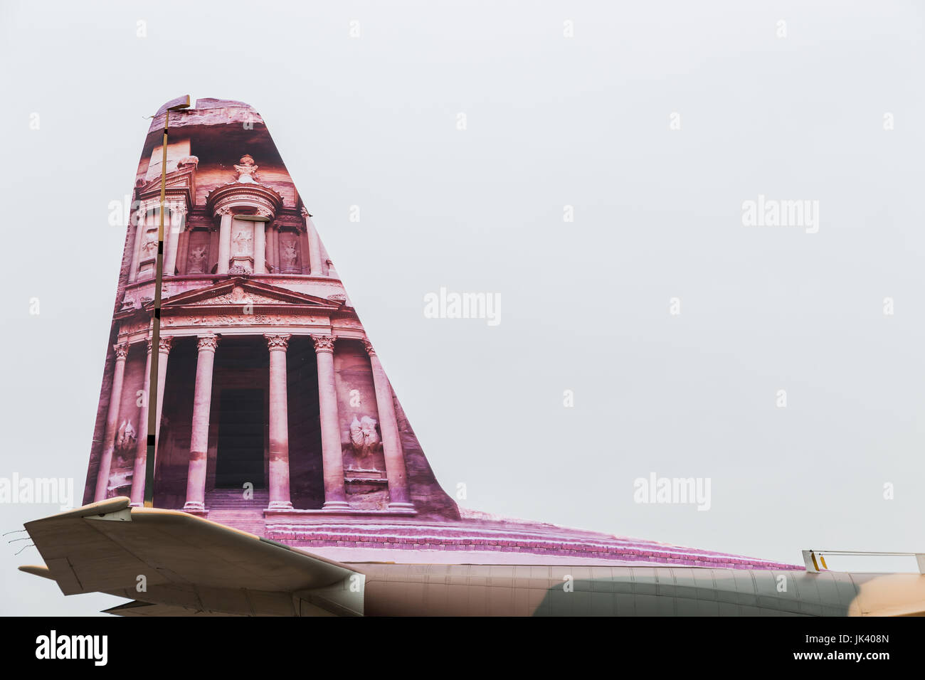 C - 130H aus der Royal Jordanian Air Force gesehen auf 2017 Royal International Air Tattoo am Royal Air Force Fairford in Gloucestershire - die größte Stockfoto
