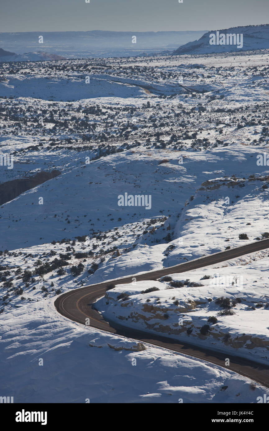 USA, Utah, Escalante, Ansicht von Boynton Overlook und RT. 12, winter Stockfoto