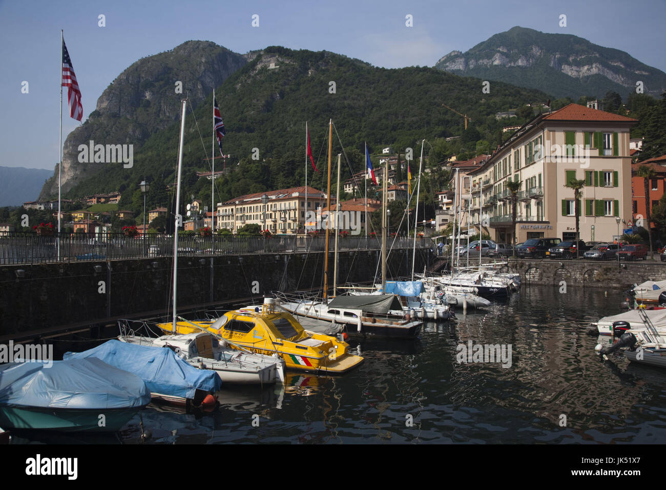 Italien, Lombardei, Seen, See Como, Menaggio, Stadthafen Stockfoto