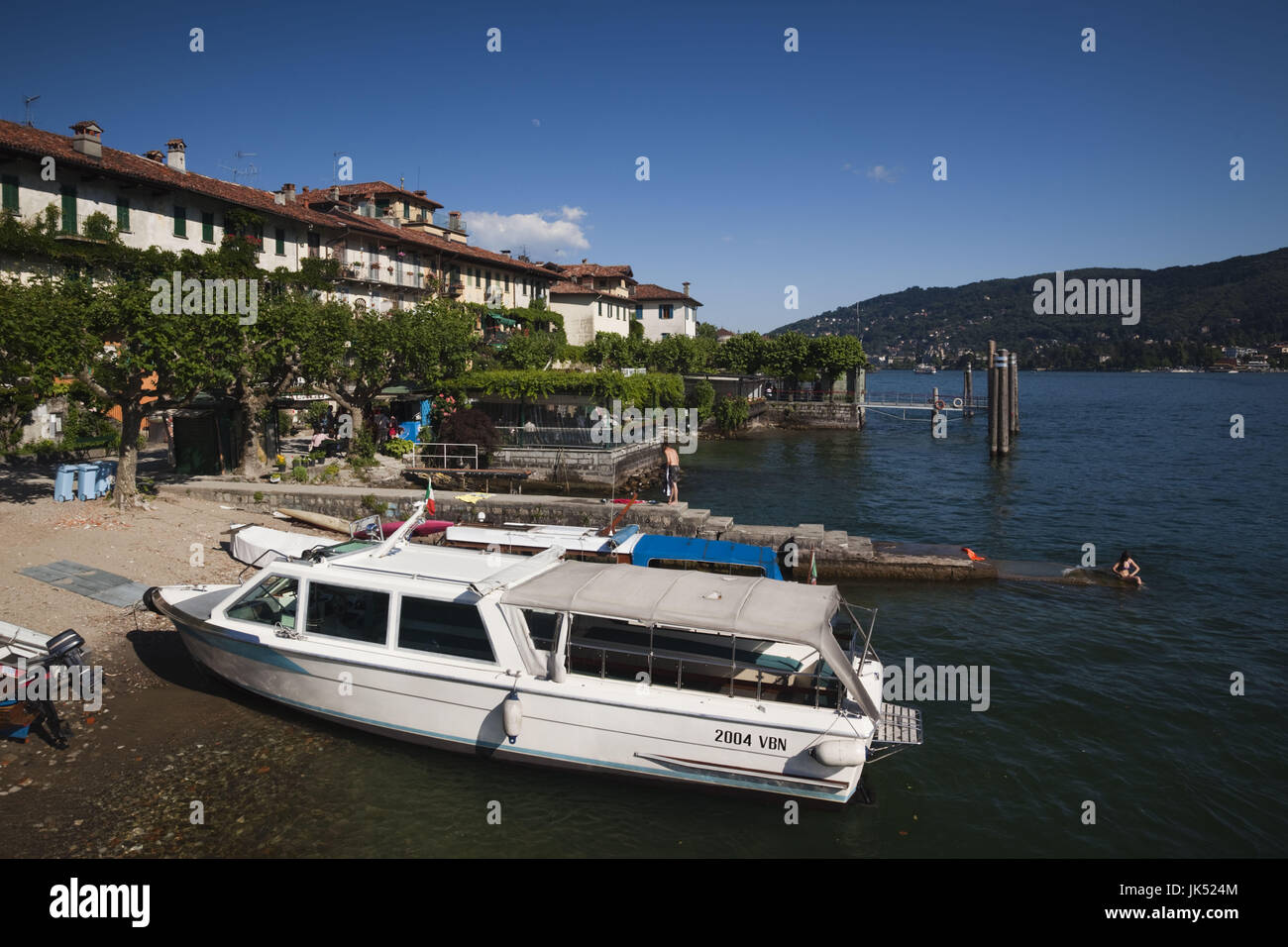 Italien, Piemont, Lago Maggiore, Stresa, Borromäischen Inseln, Isola Superiore O Dei Pescatori, Seeufer Stockfoto