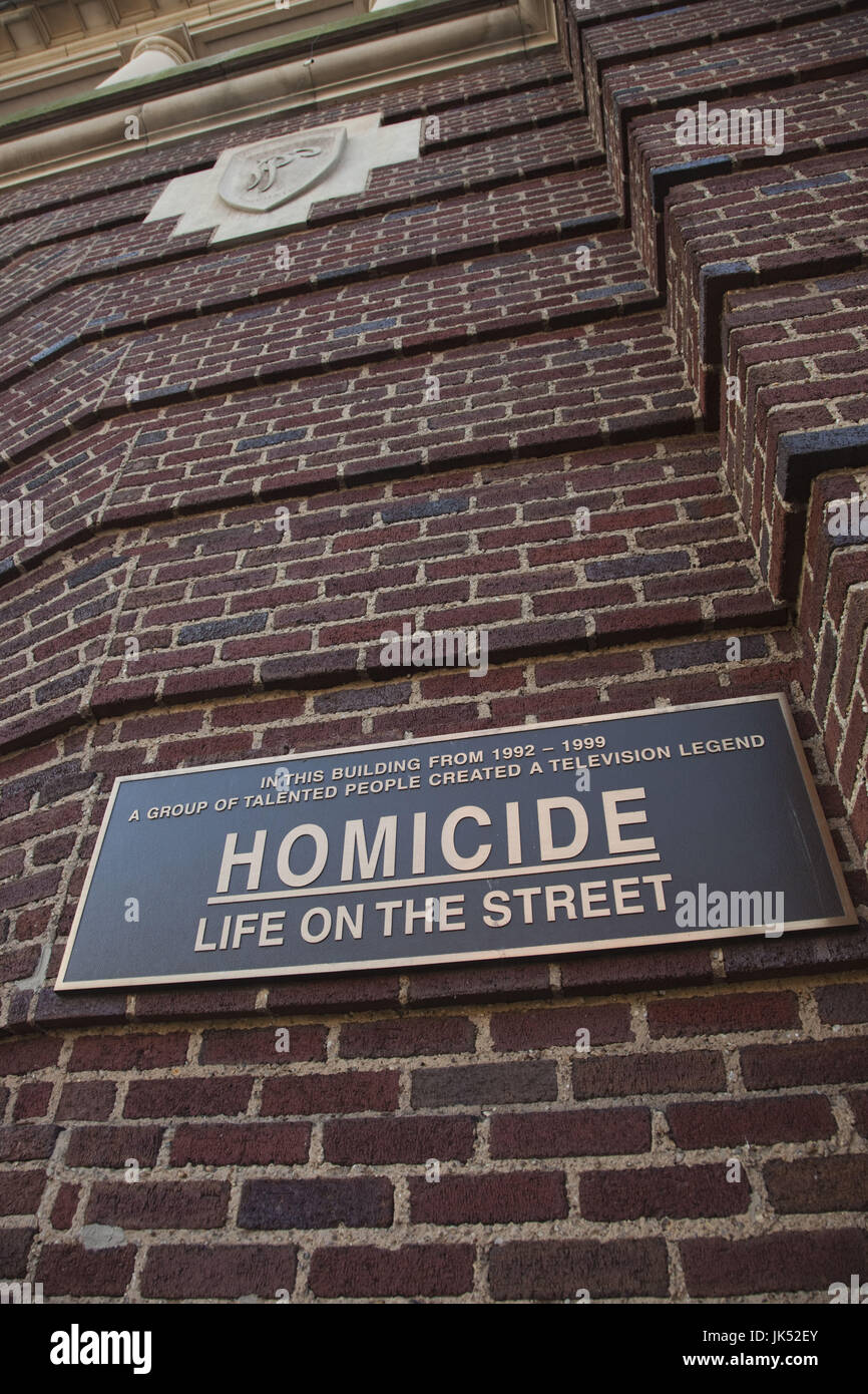 Fells Point, Baltimore, Maryland, USA unterzeichnen die Produktion der beliebten TV-Serie, Mord, gefilmt in Baltimore zu Ehren Stockfoto