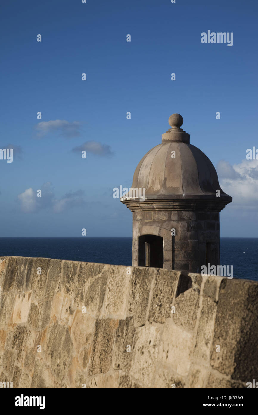 Puerto Rico, San Juan, Old San Juan, San Felipe del Morro Fort, Aussichtsturm Stockfoto