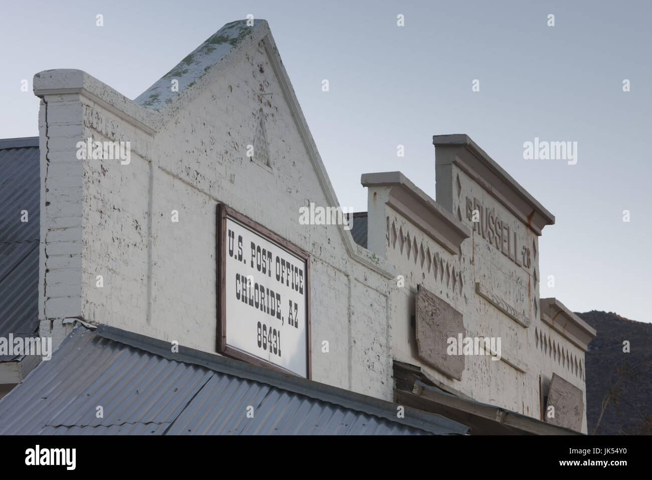 USA, Arizona, Chlorid Ghost Town, alte Stadtgebäude, dawn Stockfoto