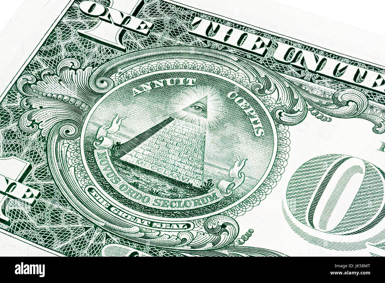 US-eine 1-Dollar-Rechnung in eine Nahaufnahme Foto. Stockfoto