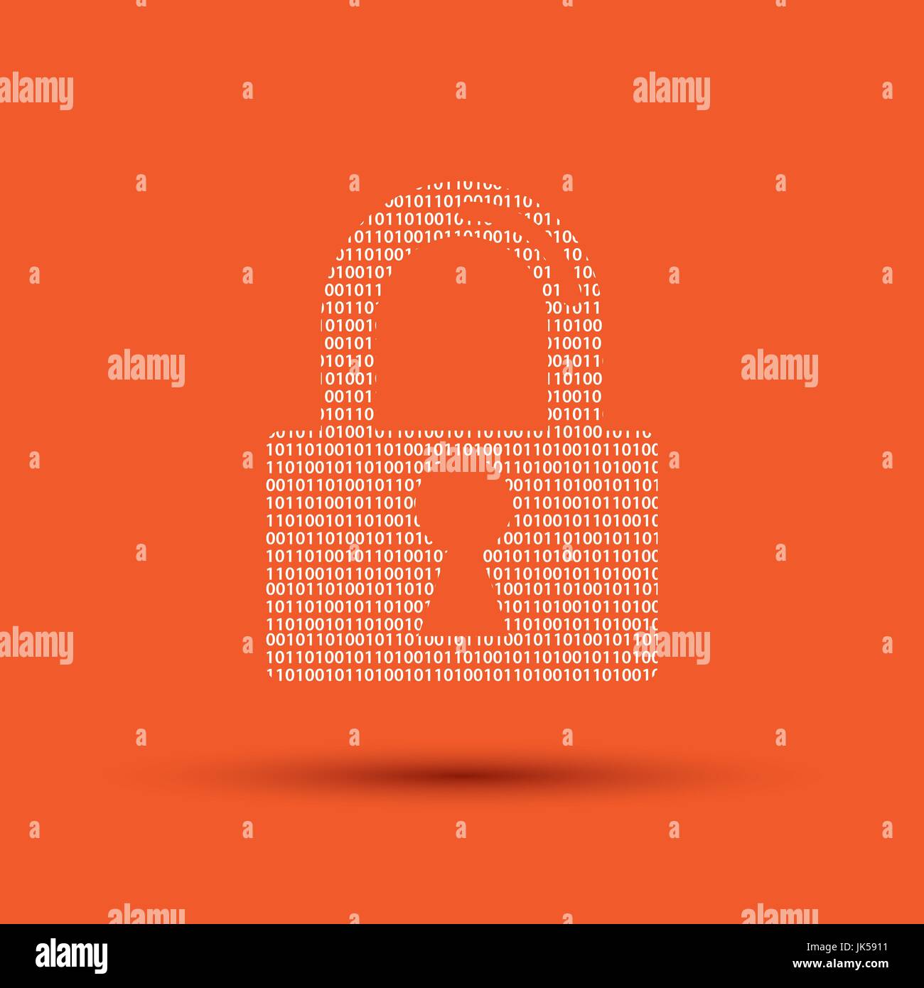 Internet Security Symbol Vorhängeschloss und binären Code im Hintergrund orange Stock Vektor