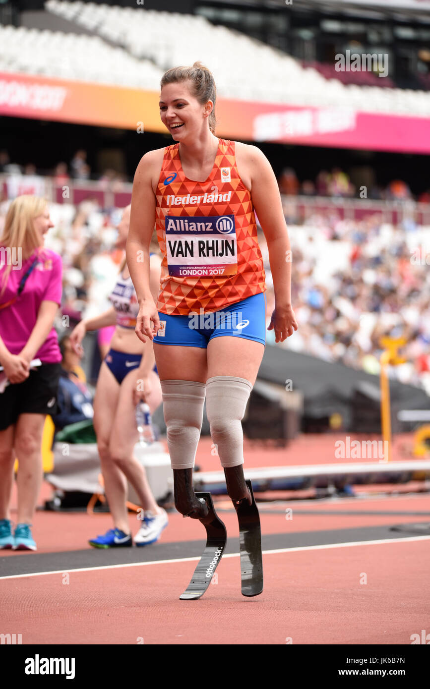 Marlou van Rhijn 'Blade Babe' im Wettbewerb bei den Para Leichtathletik-Weltmeisterschaft in London Stadium Stockfoto