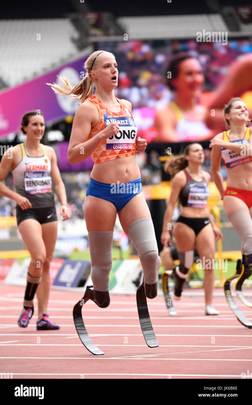 Fleur Jong tritt bei den World para Athletics Championships im London Stadium 2017 an Stockfoto