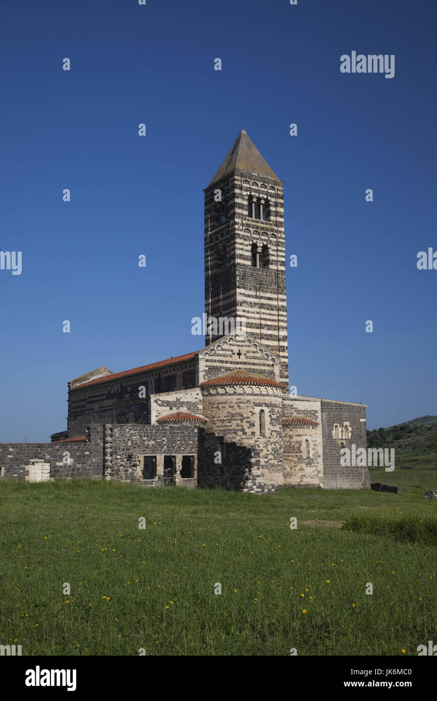 Italien, Sardinien, North West Sardinien, Sassari Bereich Basilica della Santissima Trinità di Saccargia, Kirche aus dem 12. Jahrhundert Stockfoto
