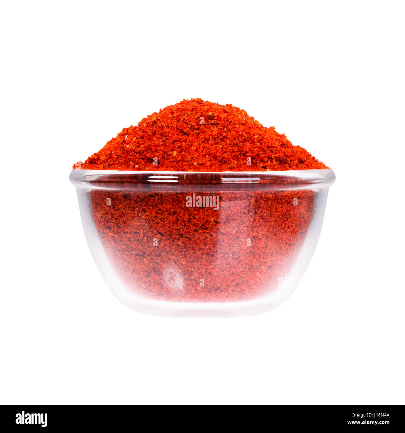 Pulverisierte Pimienta Roja Paprika im Topf, Makro erschossen. Stockfoto