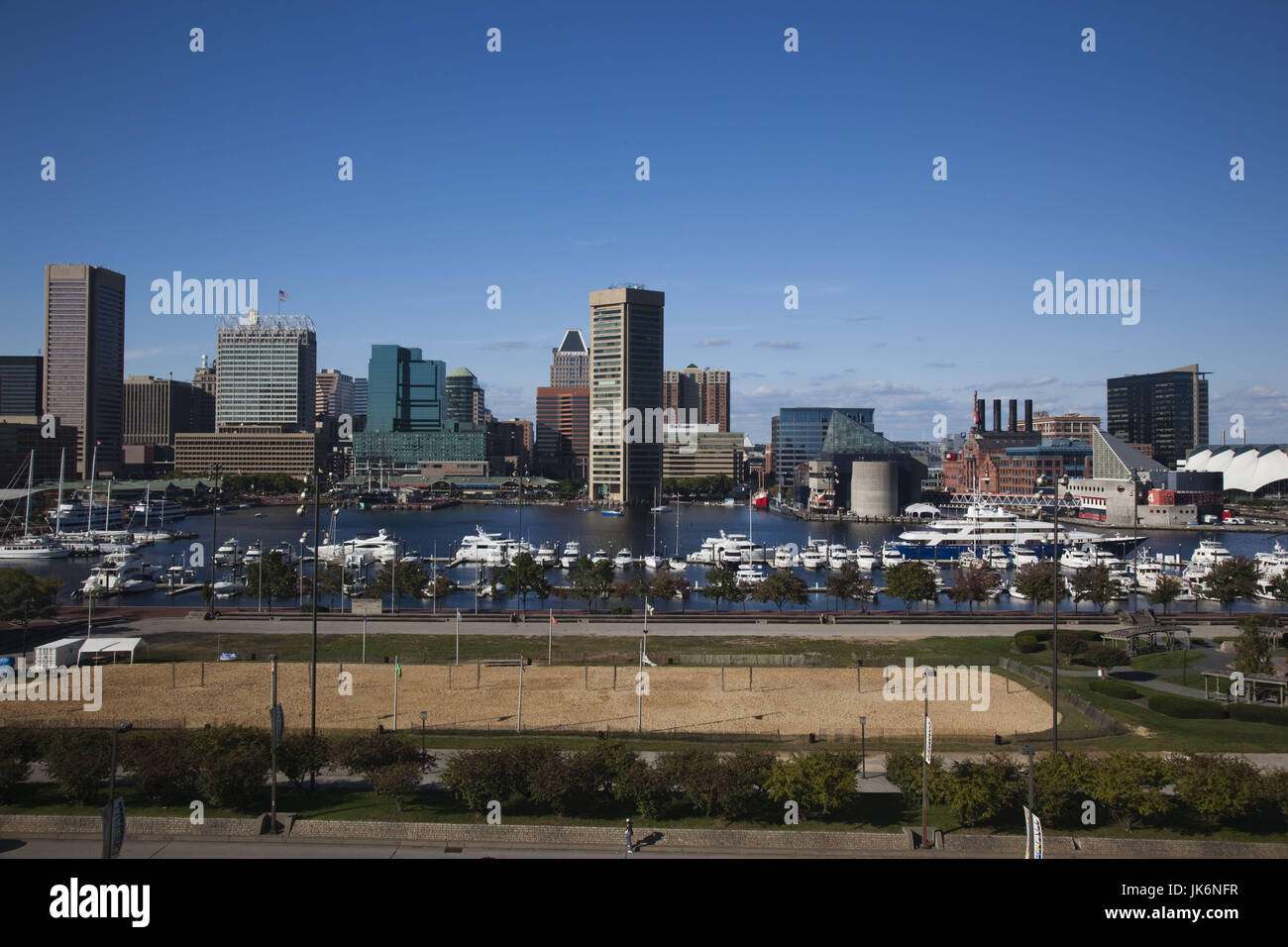 USA, Maryland, Baltimore, Innenhafen, Skyline von Federal Hill Stockfoto