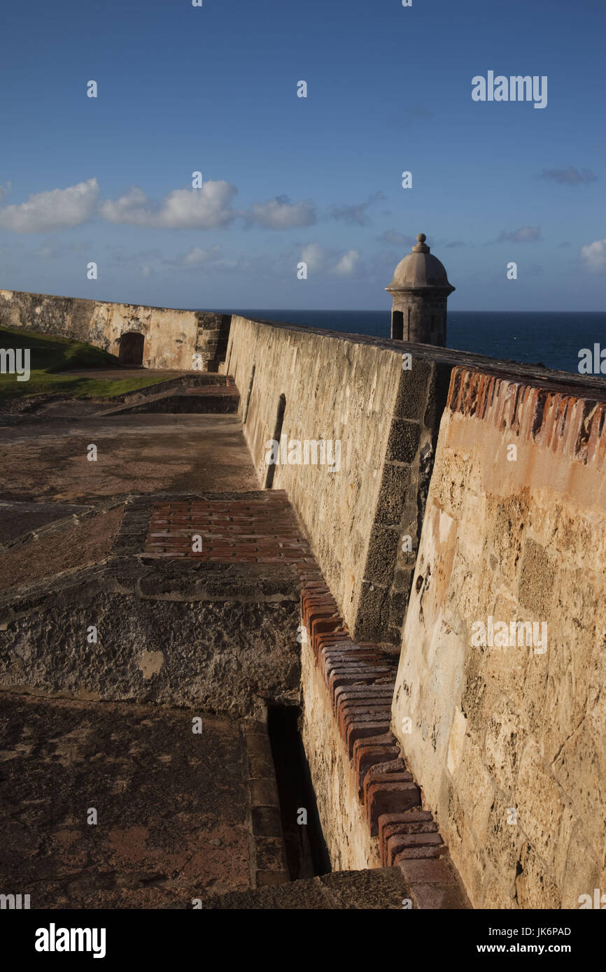 Puerto Rico, San Juan, Old San Juan, San Felipe del Morro Fort, Aussichtsturm Stockfoto