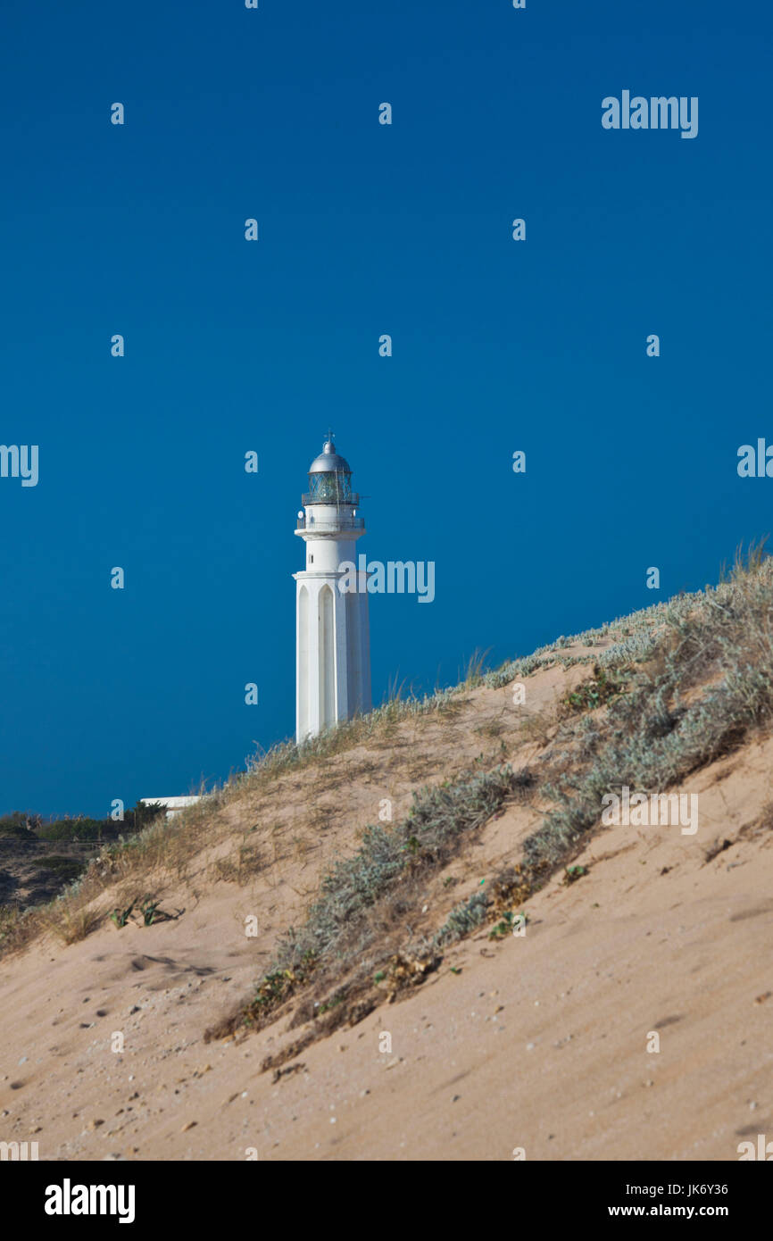 Los Canos de Meca, Cabo Trafalgar Leuchtturm, Provinz Cadiz, Andalusien, Spanien Stockfoto