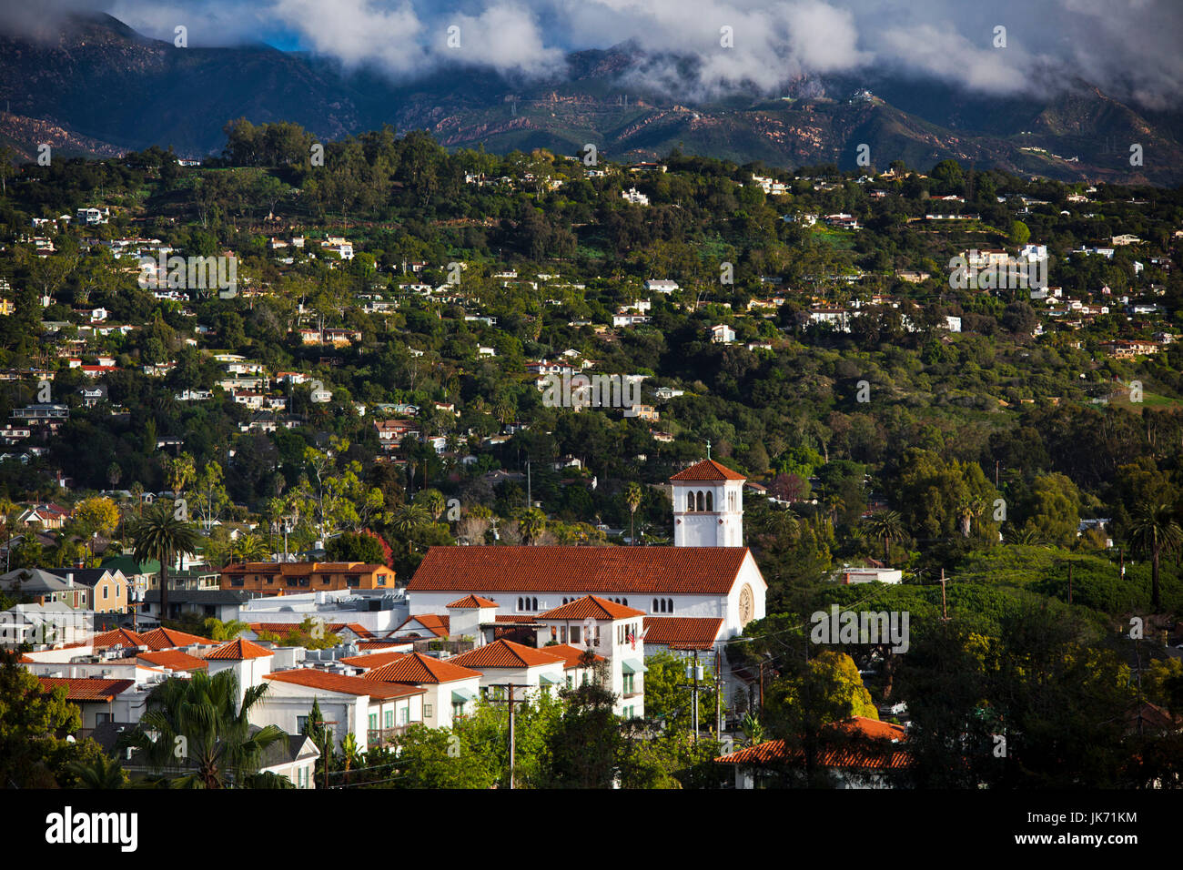 USA, California, Southern California, Santa Barbara, erhöhten Blick auf die Stadt von Santa Barbara County Courthouse Stockfoto