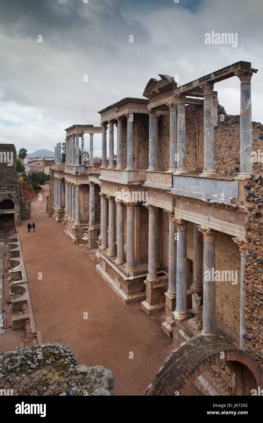 Spanien, Extremadura Region, Badajoz Provinz, Merida, Ruinen des Teatro Romano, römische Theater, 24 v. Chr. Stockfoto
