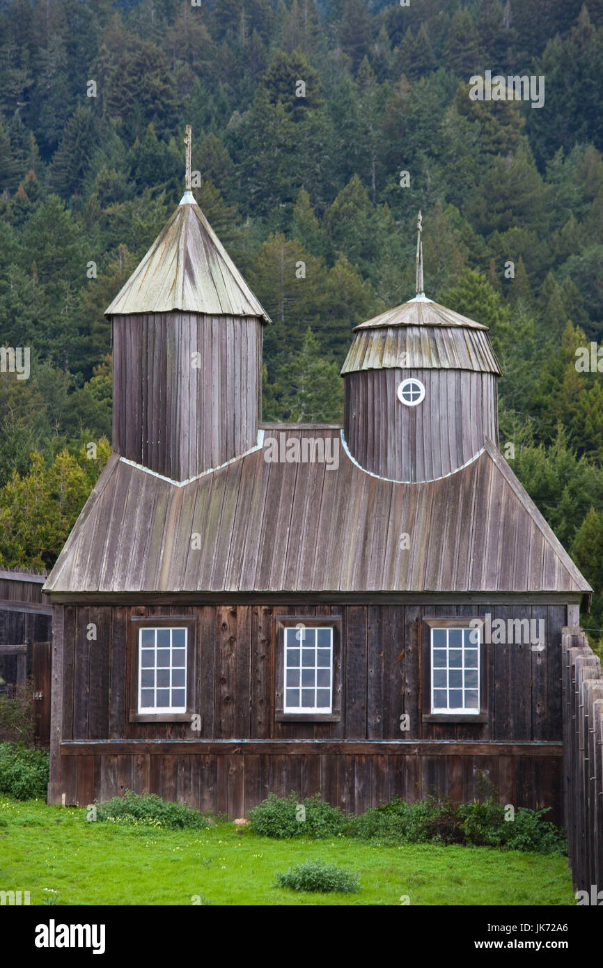 USA, California, Nordkalifornien, Nordküste, Fort Ross, Fort Ross State Historic Park, Standort der russische Handelskolonie gegründet 1812, Russisch-orthodoxe Kirche Stockfoto