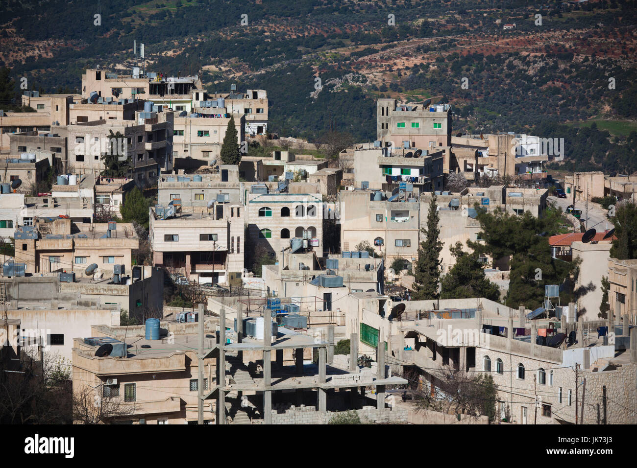 Jordan, Anjara, erhöhten Blick auf die Stadt in der Nähe von Ajloun Stockfoto