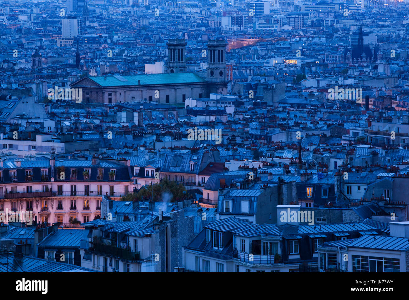 Frankreich, Paris, erhöhte Dawn Stadtansicht vom Place du Sacre Coeur, dawn Stockfoto