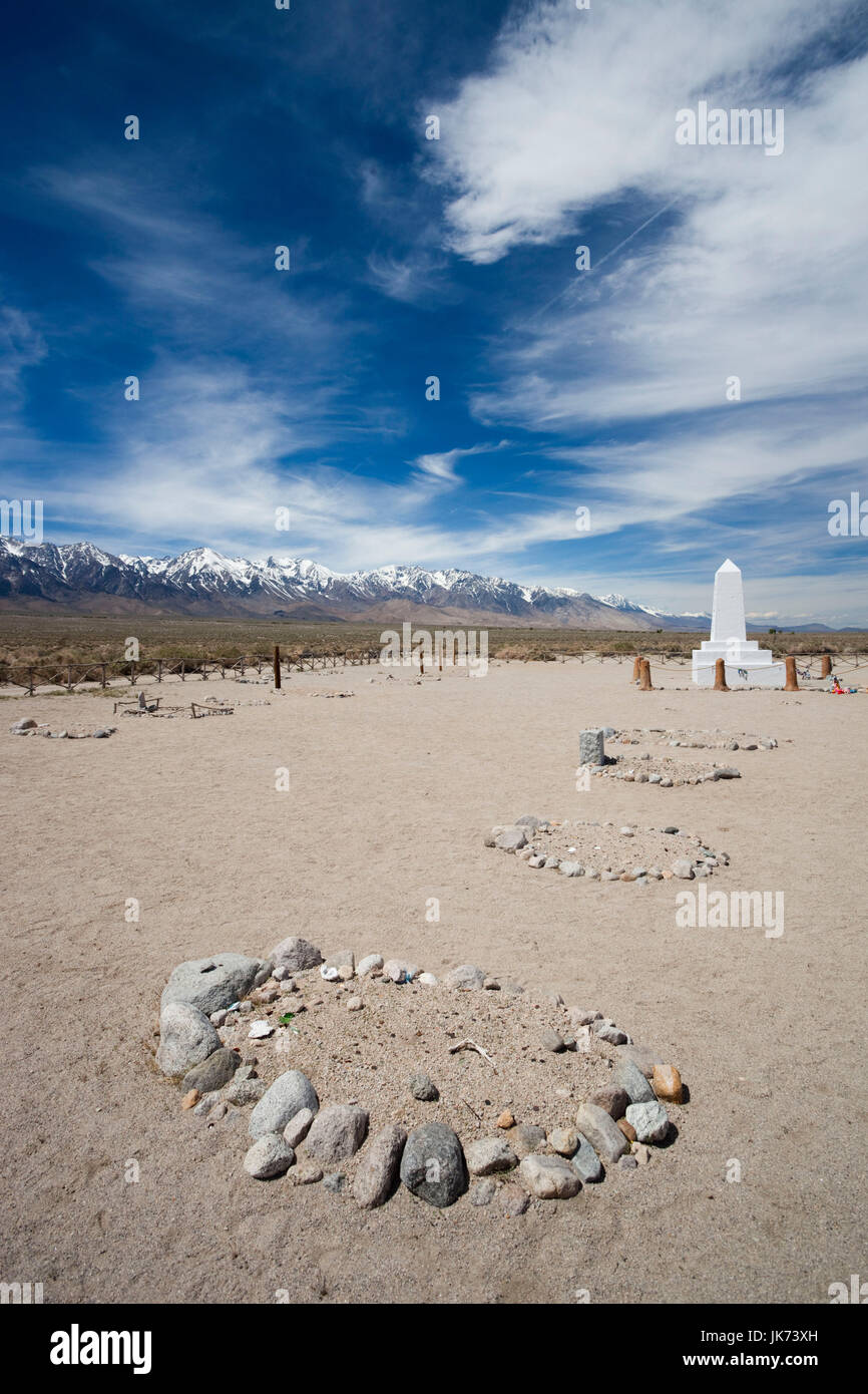 USA, California, Sierra Nevada Ostregion, Unabhängigkeit, Manzanar National Historic Site, Website von Weltkrieg zwei-Ära Internierungslager für Japanisch-Amerikaner, camp Friedhof Stockfoto