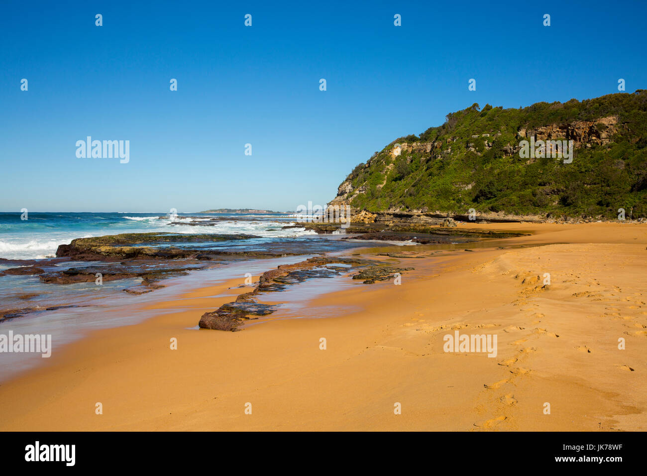 Turimetta Strand an einem Wintertag, einer von Sydneys Nordstrände, new-South.Wales, Australien Stockfoto