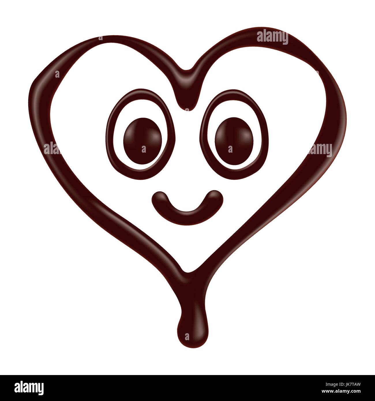 Schokoladenherz Form Smiley-Gesicht auf weißem Hintergrund, realistische Vektor-illustration Stock Vektor