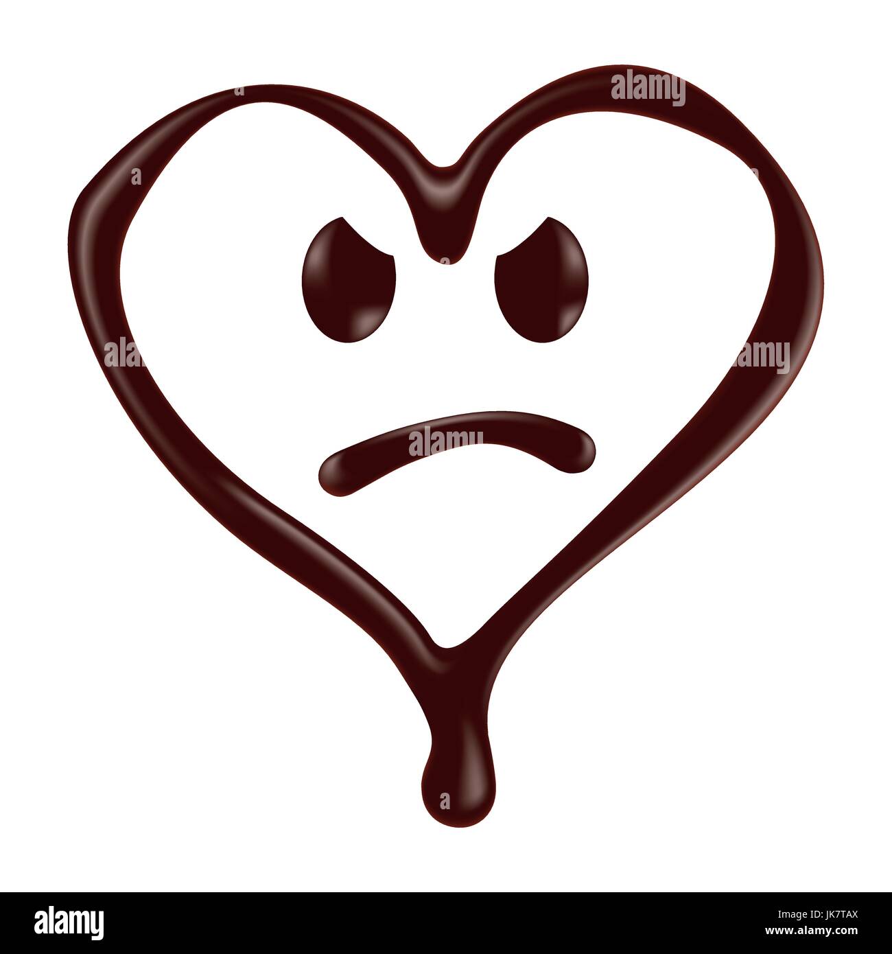 Schokoladenherz Form Smiley-Gesicht auf weißem Hintergrund, realistische Vektor-illustration Stock Vektor