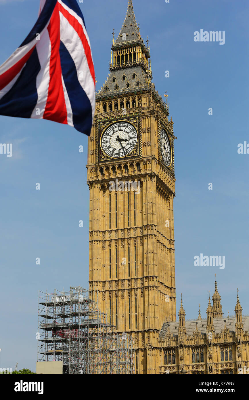 Gerüstbau hat begonnen für die Elizabeth Tower (Big Ben), wie Renovierungsarbeiten noch in diesem Jahr beginnen werden.  Mitwirkende: Atmosphäre wo: London, Vereinigtes Königreich bei: Kredit-21. Juni 2017: Dinendra Haria/WENN.com Stockfoto