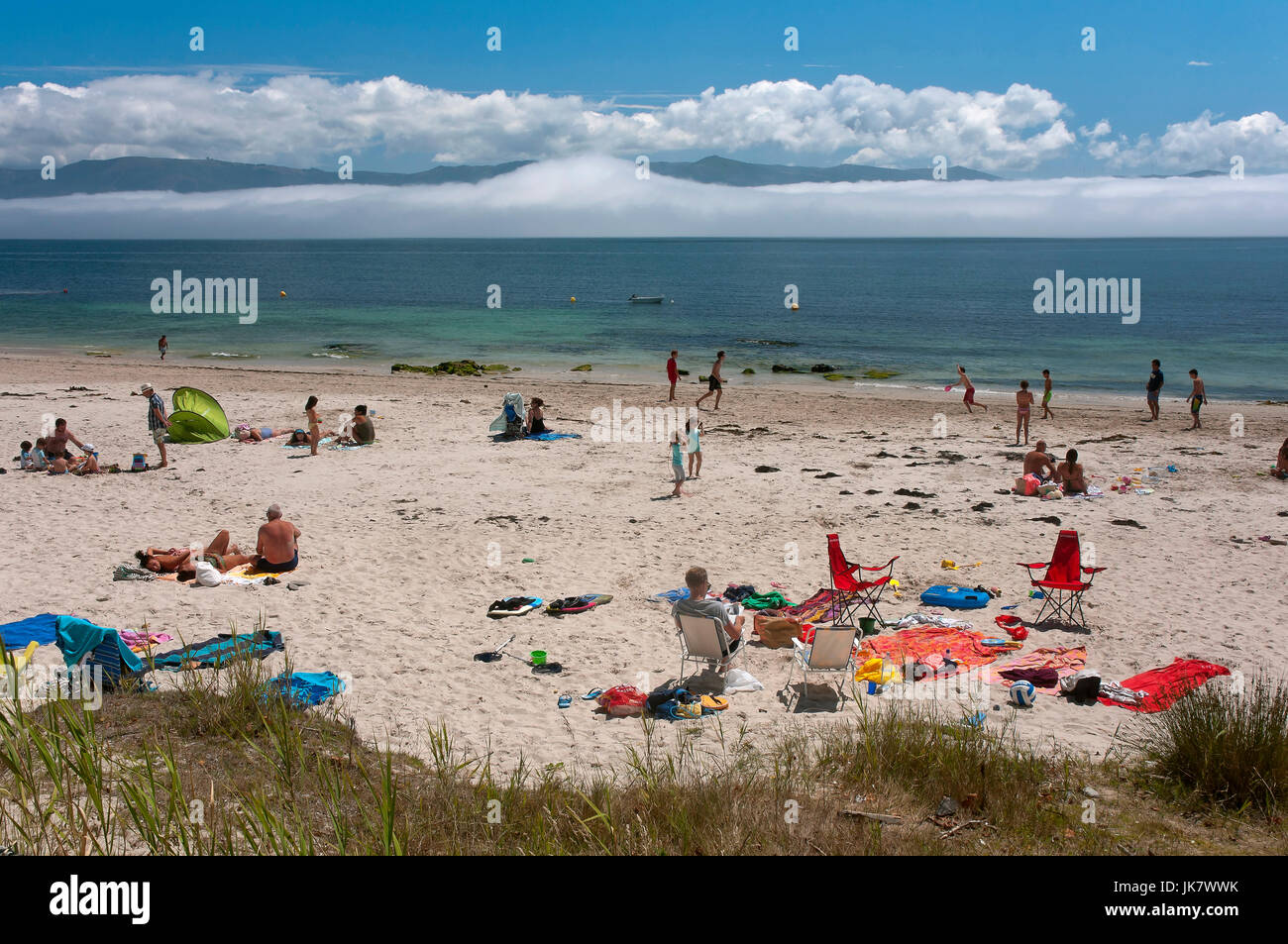 San Francisco Strand, Louro, Muros, La Coruña Provinz, Region Galicien, Spanien, Europa Stockfoto