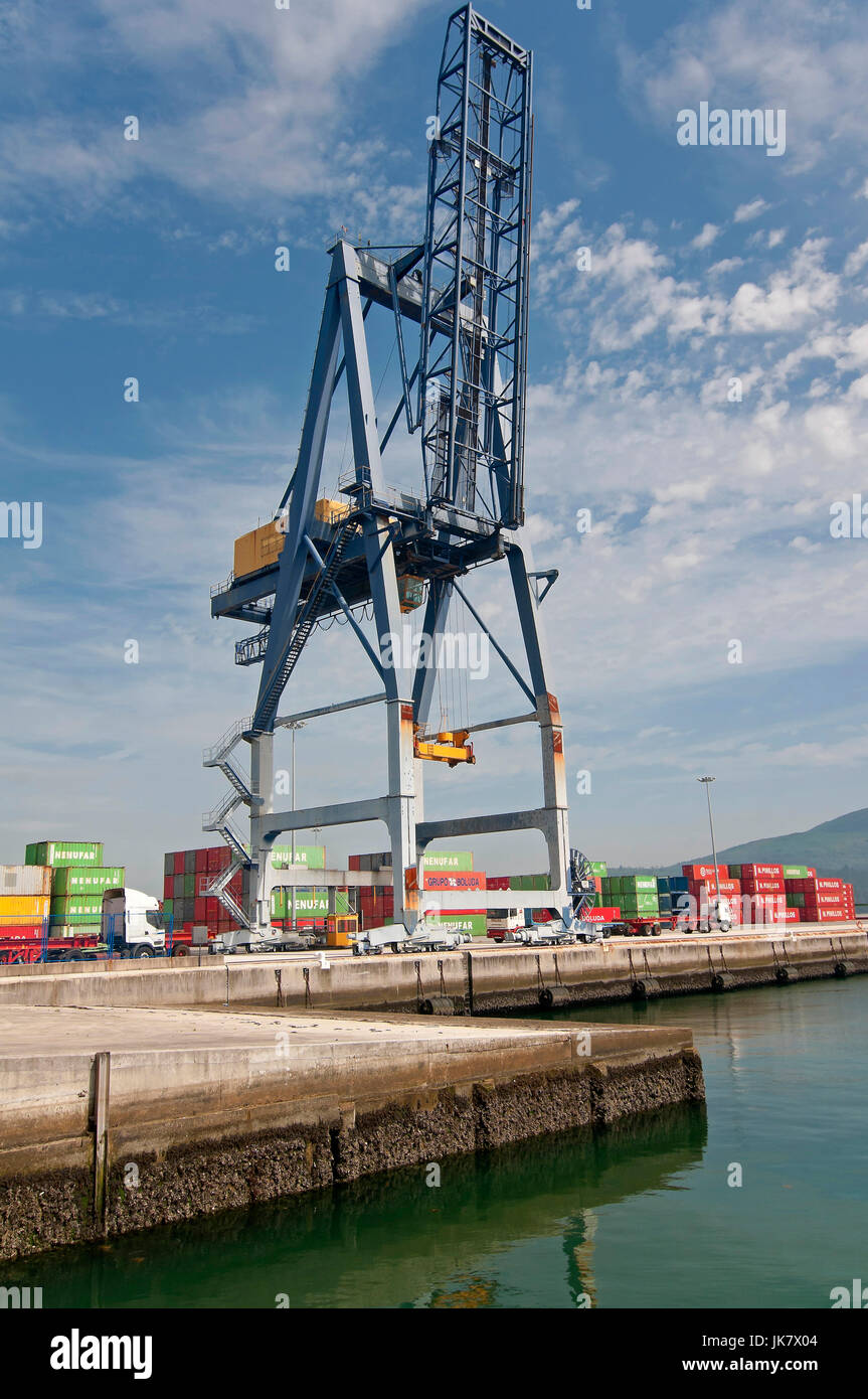 Port - Container andocken, Villagarcia de Arosa, Pontevedra Provinz, Region Galicien, Spanien, Europa Stockfoto