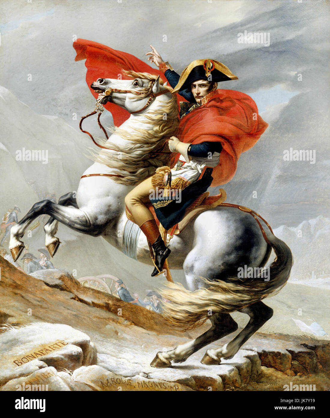 Jacques-Louis David, Napoleon überquert die Alpen 1802 Öl auf Leinwand.  Schloss von Versailles, Frankreich Stockfotografie - Alamy