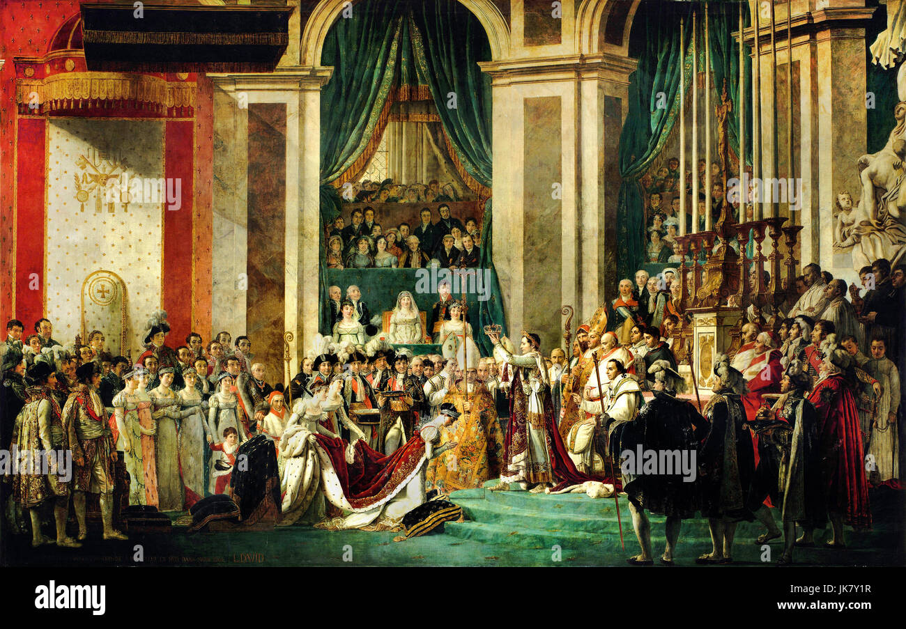 Jacques-Louis David, Krönung von Kaiser Napoleon I und Krönung der Kaiserin Josephine in Notre-Dame de Paris, 2. Dezember 1804. Ca. 1808-182 Stockfoto