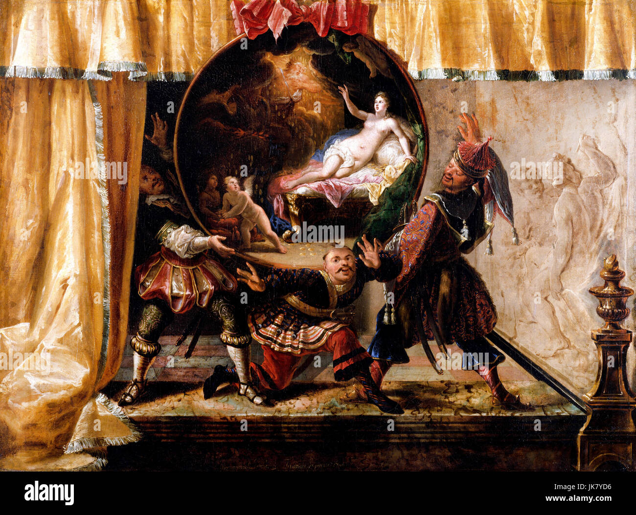 Jacques Vigouroux Duplessis, lackiert Feuer Bildschirm 1700 Öl an Gewebe. Walters Art Museum, Baltimore, USA. Stockfoto