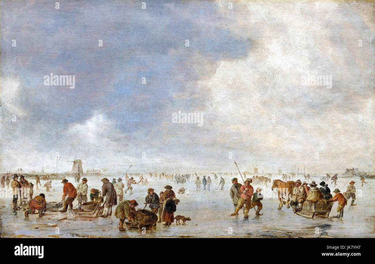 Jan van Goyen, Winter Szene auf dem Eis. Öl auf Leinwand. Hallwyl Museum, Stockholm, Schweden. Stockfoto